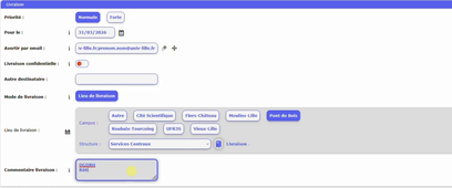 Demande de fourniture