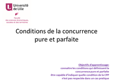 Conditions de la concurrence pure et parfaite - cours