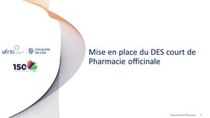 Réunion d'information sur la réforme du 3ème cycle court et mise en place du DES pharmacie officinale