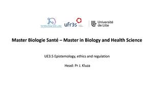 Master 2 biology and Health - Julien Devinant : Introduction to the philosophy of science