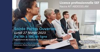 SPO 2023 - Licence Professionnelle Sciences de l'Education et de la Formation - Faculté PsySEF