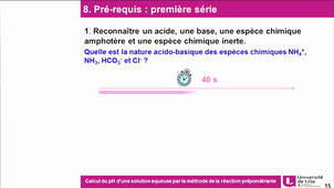 Calcul du pH d’une solution aqueuse par la méthode de la réaction prépondérante : première série de pré-requis