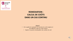 Remédiation - fonctions de coût - calculs dans un cas continu