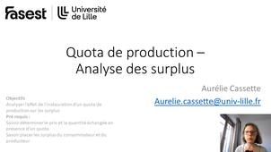 Quota de production - Analyse de surplus