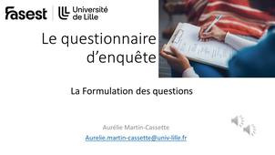 Questionnaire d'enquête - formulation des questions