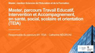 Sciences de l'Education et de la Formation - Master 1 Parcours TEIA