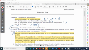 Séance du TD 4 de statistique,M1S1, enregistrement du groupe 3