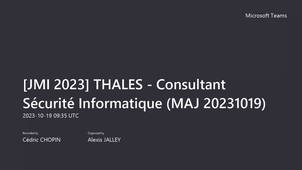 JMI 2023 - Consultant sécurité (par THALÈS)
